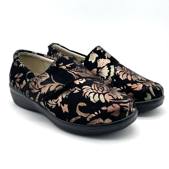 Alegria Shoes Lauryn Black Metallic Bronze Floral Comfort Clogs Women’s Size 6 - Picture 7 of 16